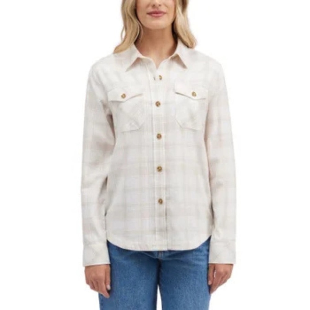 Frank & Oak Organic Cotton Super Soft Plaid Flannel Button Up Shirt, size XL